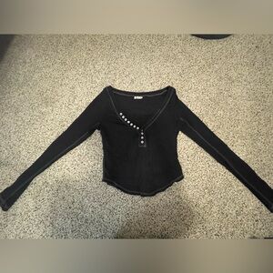Free People Coffee Chat Long sleeve in black size S